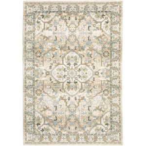 4'x6' Beige and Ivory Medallion Area Rug