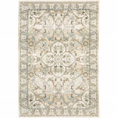 5'x8' Beige and Ivory Medallion Area Rug