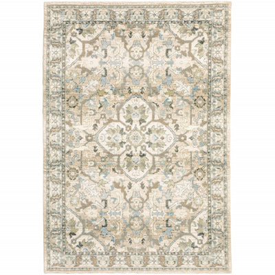 8'x10' Beige and Ivory Medallion Area Rug