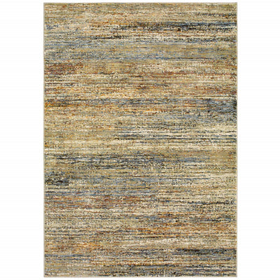 8'x10' Gold and Green Abstract Area Rug