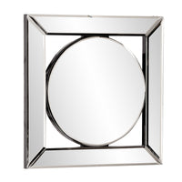 Square Mirror with Center Round Mirror