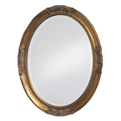 Oval Antique Gold Finish Mirror with Beaded Textured Frame