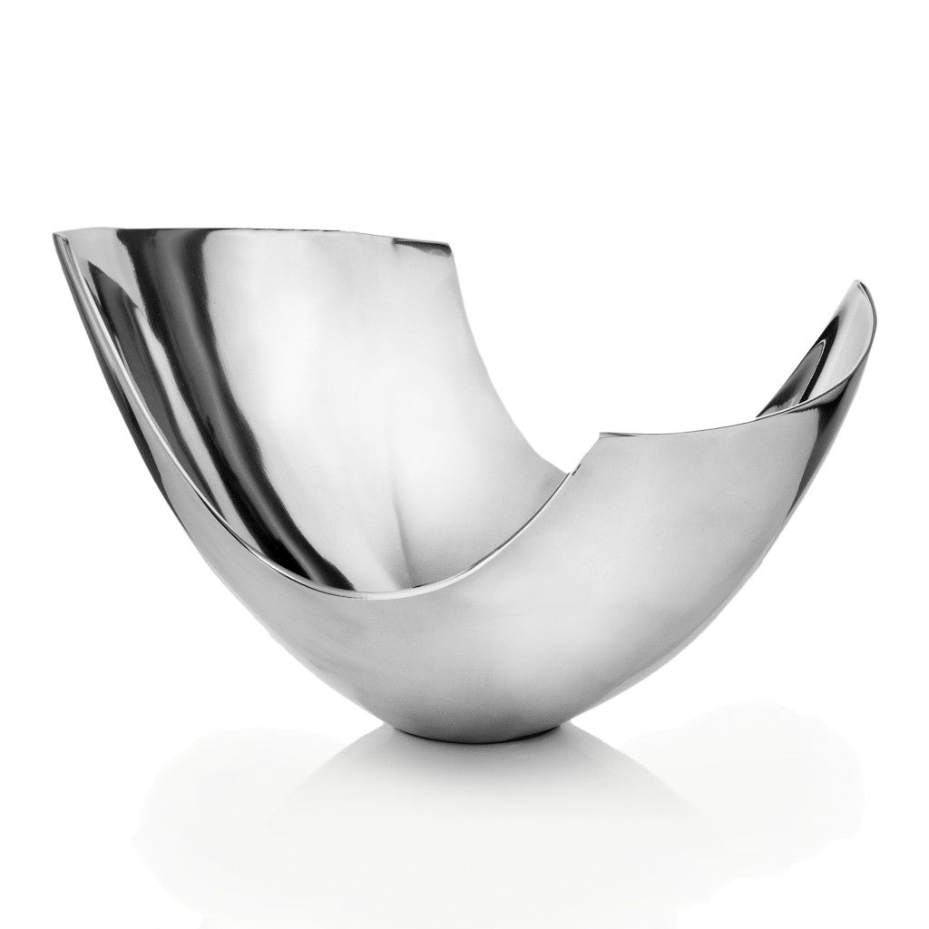 Silver Aluminum Abstract Tray Dish Centerpiece Bowl