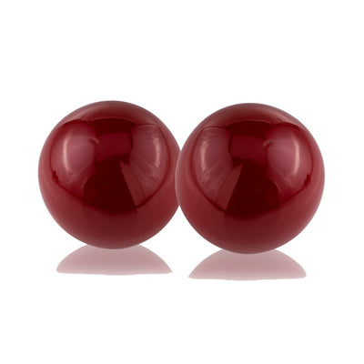 Set of 2 Red Poppy Enameled Aluminum Spheres