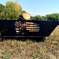 Rustic Patriotic Flag USA Steel Flag Wood Burning Firepit