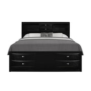 Black Veneer Full Bed with bookcase headboard 10 drawers