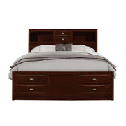 New Merlot veneer Full Bed with bookcase headboard 10 drawers