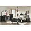 Black Felt finish Full Bed with crystal mirrored embellished