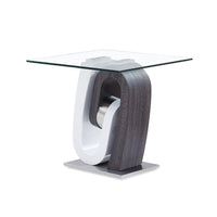 White and Dark Grey Ultra modern Glass top End Table