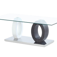 White and Grey Glass top Cocktail Table