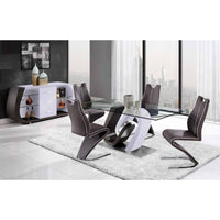 White and Grey tone Geometrical base with Rectangular Glass top Dining Table
