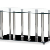 Black and Silver Modern Coffee Table with Tempered Glass Top