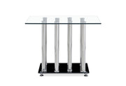 Black and Silver Modern End Table with Tempered Glass Top