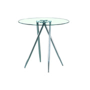 Chrome Metal Legs Bar Table with Round Tempered Glass Top