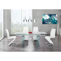 Clear Glass Leg Dining Table with Chrome Support for Glass Top