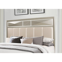 Modern Champagne Full Bed with Satin Upholstered Headboard Mirror Accents