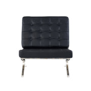 Black Chair with Wide Spacious Seat and Button Tufted Details