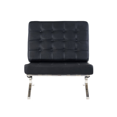 Black Chair with Wide Spacious Seat and Button Tufted Details