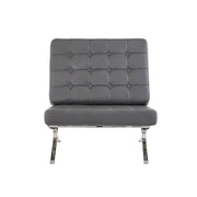 Dark Grey Chair with Wide Spacious Seat and Button Tufted Details