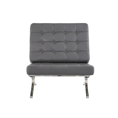 Dark Grey Chair with Wide Spacious Seat and Button Tufted Details
