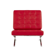 Red Chair with Wide Spacious Seat and Button Tufted Details