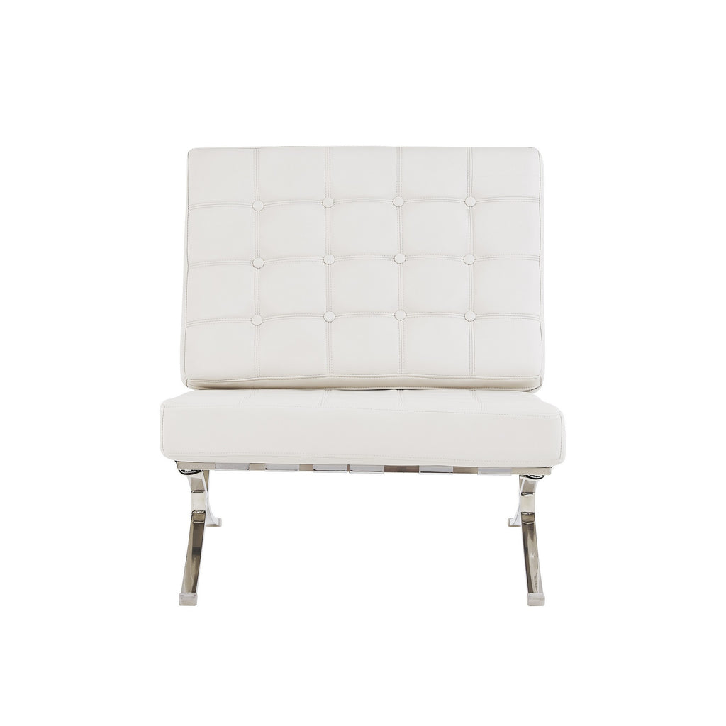 White Chair with Wide Spacious Seat and Button Tufted Details