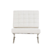 White Chair with Wide Spacious Seat and Button Tufted Details