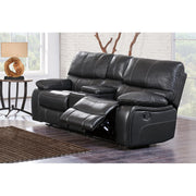 Grey Console Reclining Loveseat in Waterfall Pattern Deeply Padded seat Cushions and Arm Rests