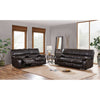 Espresso Black Leather Gel Cover Reclining Sofa In Removable Back And Extra Plush Cushions