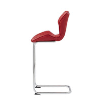 Set of 4 Modern Red Barstools with Chrome Legs