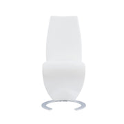 Set of 2 White Z Shape design Dining Chairs with Horse Shoe Shape Base
