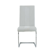 Set of 4 White Two toned Dining Chairs with Silver Tone Metal Base