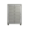 Silver Champagne Tone Chest with Mirror Trim Accent 5 Drawers