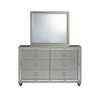 Modern Silver Tone Mirror with Sleek Wood Trim