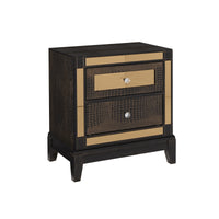 Chocolate Nightstand with 2 Drawer Mirrored Accent