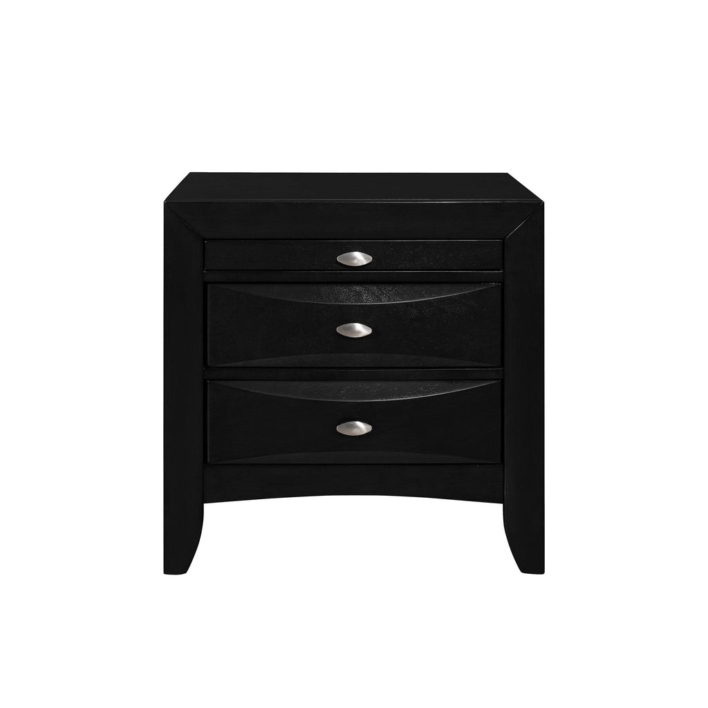 Black Nightstand with 2 Chambered Drawer