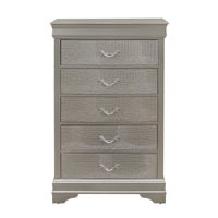 Silver Tone Chest with 5 Spacious Interior Drawers