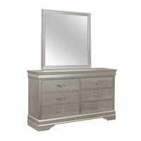 Silver Tone Dresser with 6 Spacious Interior Drawers