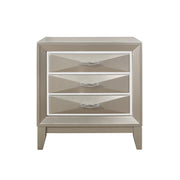 Modern Champagne Nightstand with 3 Spacious Drawer