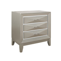 Modern Champagne Nightstand with 3 Spacious Drawer