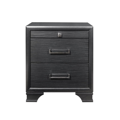 Grey Nightstand with 3 Drawers
