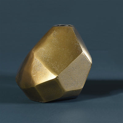 Modern Gold Finish Faceted Metal Vase