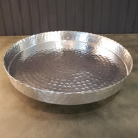 Handcrafted 13" Hammered Stainless Steel Round Tray