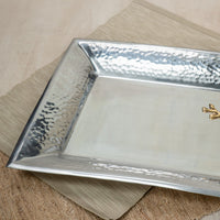 Handcrafted Hammered Stainless Steel Rectangular Tray