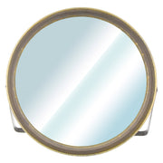 Gray and Gold Tabletop Round Vanity Mirror