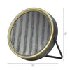 Gray and Gold Tabletop Round Vanity Mirror