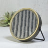 Gray and Gold Tabletop Round Vanity Mirror