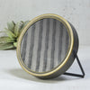 Gray and Gold Tabletop Round Vanity Mirror