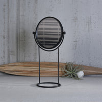 Black Tabletop Standing Round Vanity Mirror