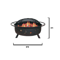 36" Wood Burning Fire Pit with Charcoal Grill and Spark Screen